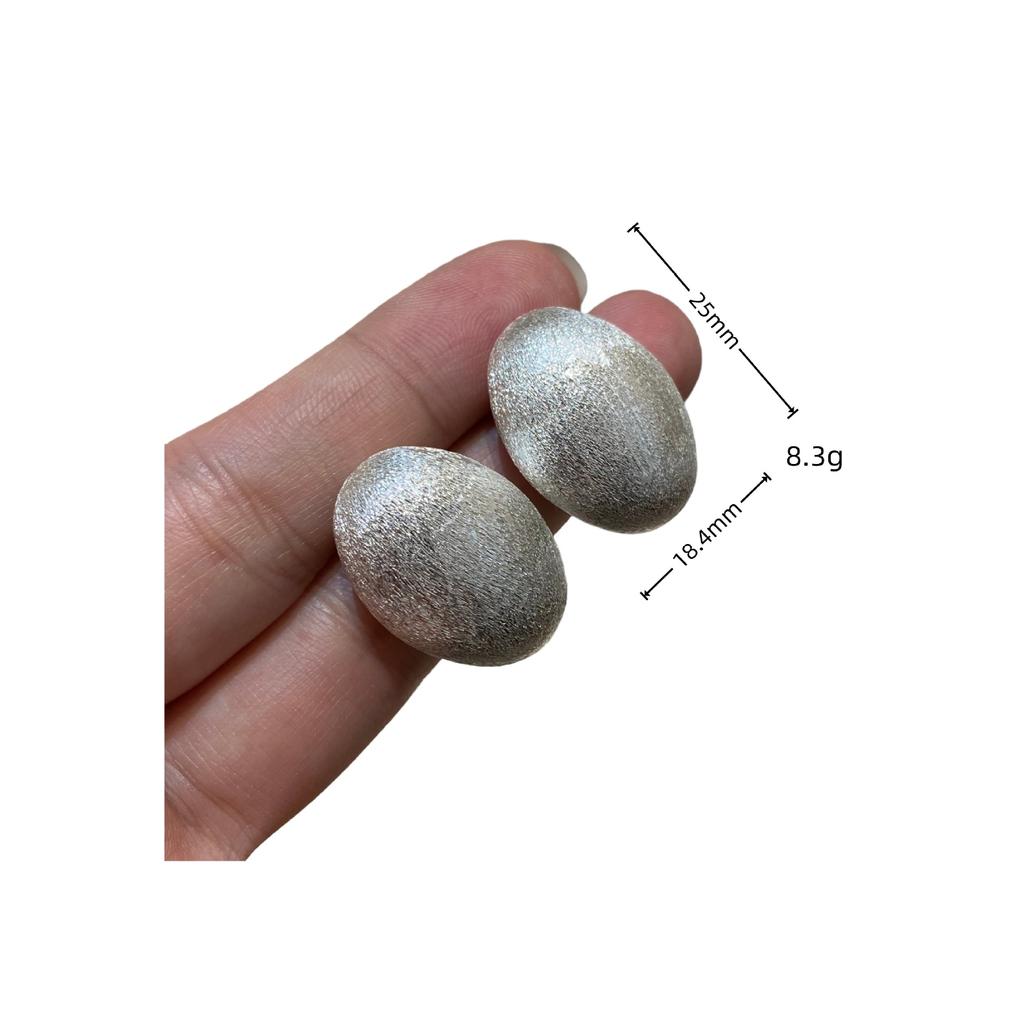 Matte Oval Matte Metal Stud Earrings Cold Wind Fashionable Versatile Simple Ear
