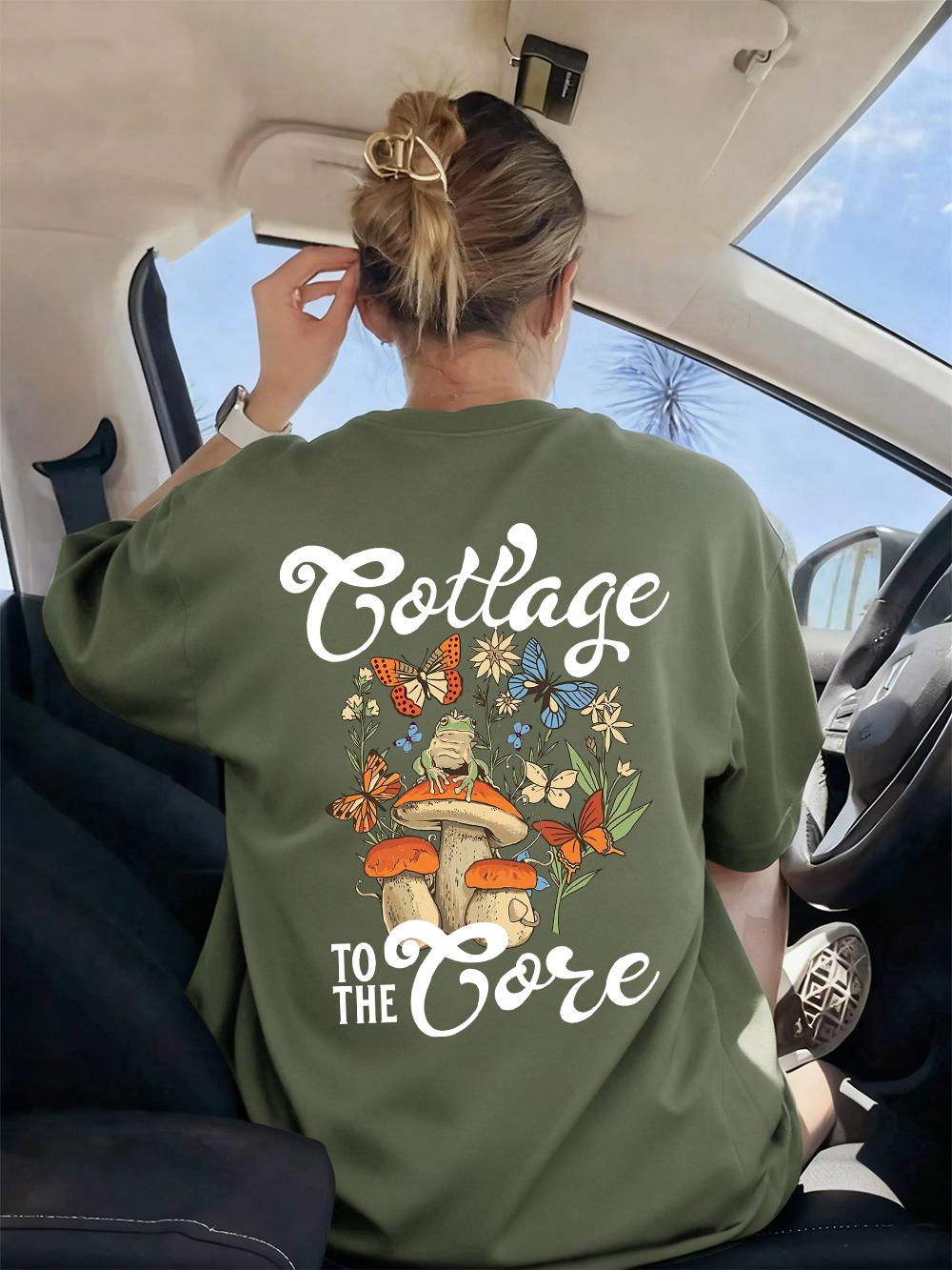 Frog Mushroom Floral Prints TShirt Womens Casual Comfortable T Shirts Soft ONeck Short Sleeve Tops Summer Loose Woman Clothing S