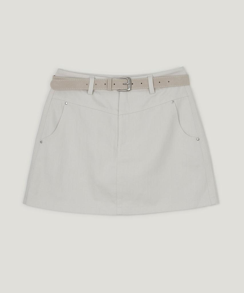 Teuwi Jedden Rivet Cut Cotton Mini Skirt (Belt Set)