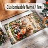 Forest Nature Theme Crystal Velvet Rug Personalized Custom Name Text Soft Floor Mat Home Decor