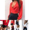 Color Women Solid Long Sleeves Backless Bandage Blouse Cross Loose Tops Bow