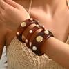 DIEZI Exaggerated Resin Pearl Shell Wide Bangles Vintage Fashion Geometric Round Bracelet Bangle For Women Men Gift Jewelry