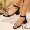 Fashion String Beads Med Heel Sandals Women One Strap Ankle Buckle Summer Sandles Woman Plus Size Thick Heeled Gladiator Sandalias Mujer