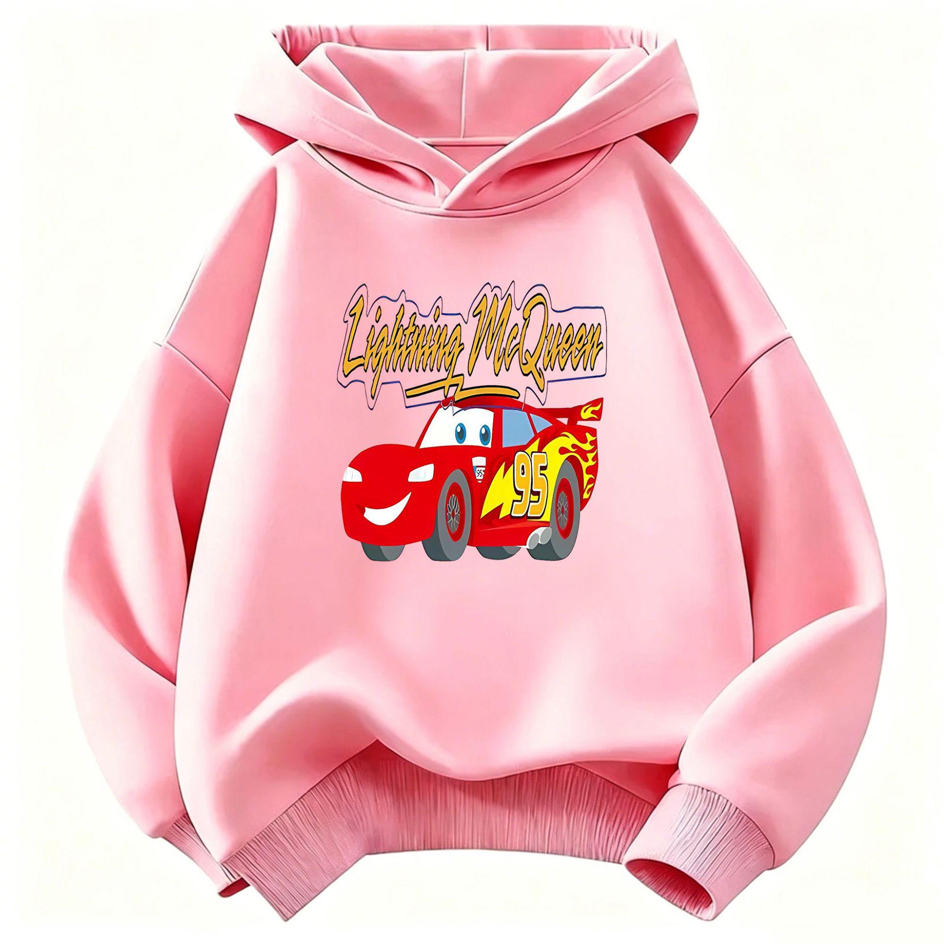 Autos Lightning McQueen Gelber Cartoon Hoodie für Jungen 130 cm rosa