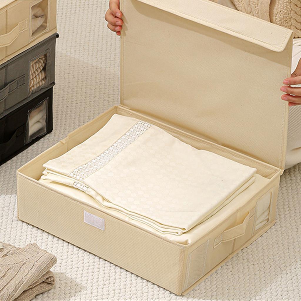 Foldable Bedding Organizers Box Zippered Storage Bin Accessory for Bed Sheets and Blankets in Nonwovens Fabric
