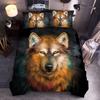 Animal Polyester Duvet Cover Set King Queen Twin Full Size Wild Animals Wolf Lion Fox Tiger 3D Print For Boys Bedding Set