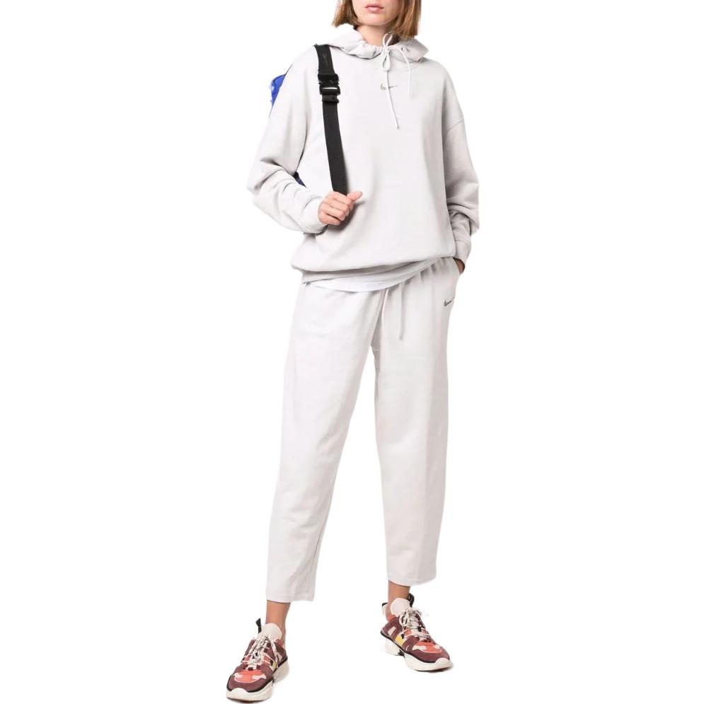 Nike Logo Decal Pullover Hooded Long Sleeve Sweatshirt Women Tops Grey DJ6939-094