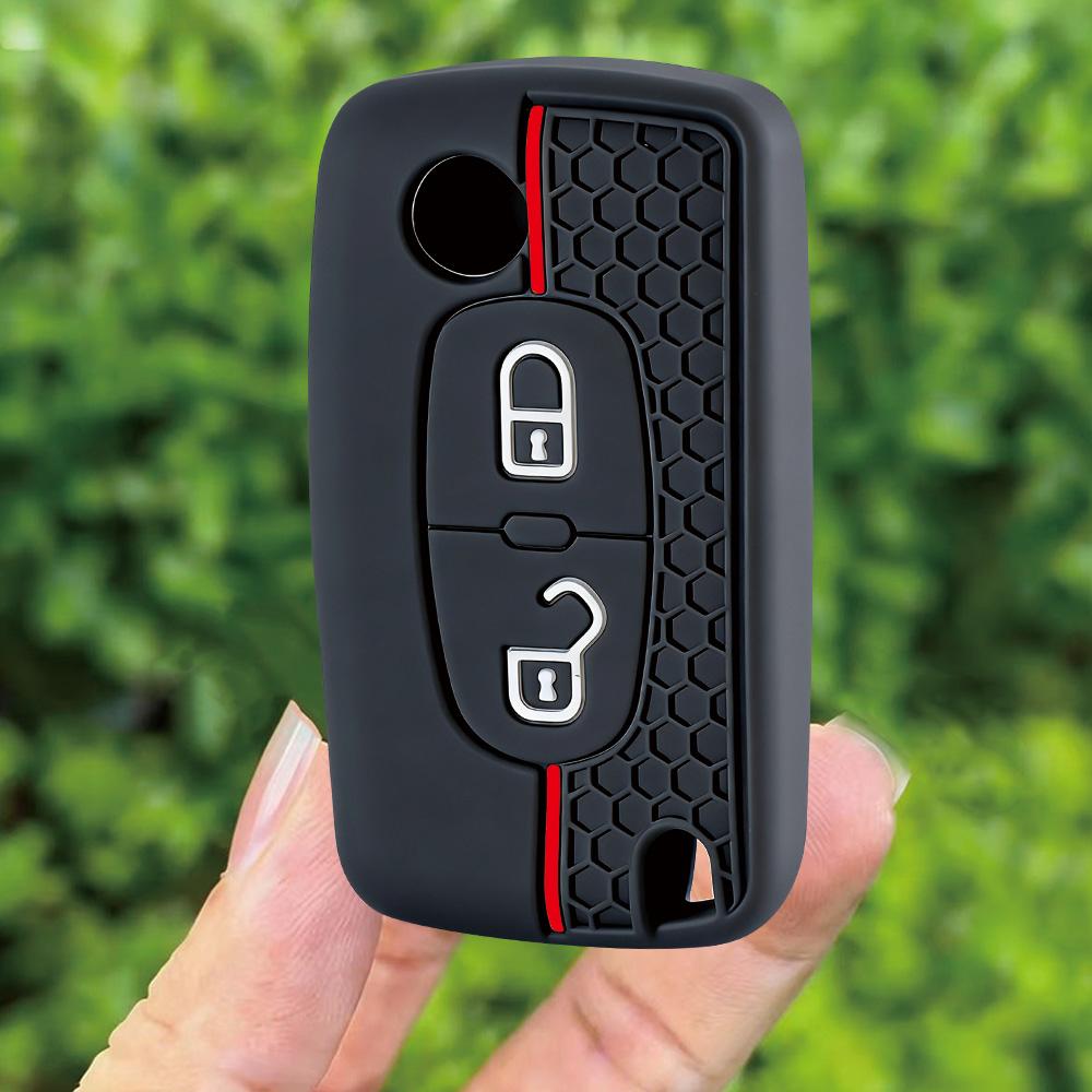 2 Button Silicone Car Key Ring Cover Case Holder For Peugeot 206 308 3008 Expert Partner Citroen C3 Pluriel Picasso Berlingo
