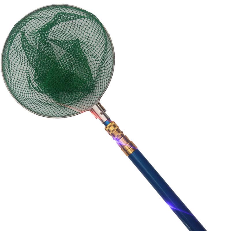 Heavy-Duty Telescopic FRP Fishing Net with Thickened Pole and Integrated Net Bag
