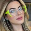 Retro Polygon Cat Eye SunGlasses Frame Women Fashion Double Color Clear Eyewear Men Optical Frame
