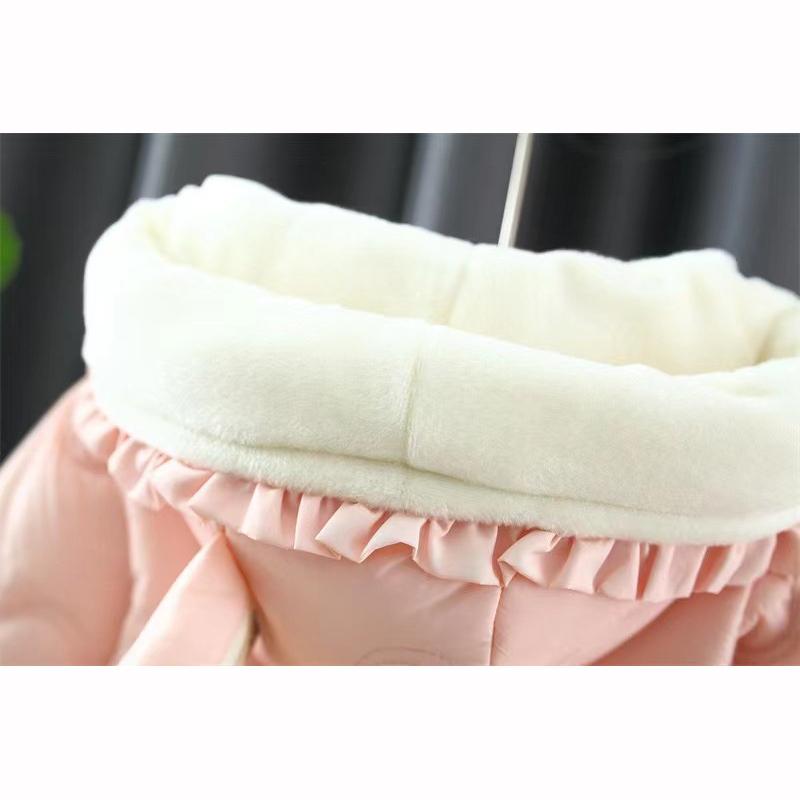 Winter Cartoon Rabbit Long Sleeved Baby Girl Coat Pink Thick Warm Children's