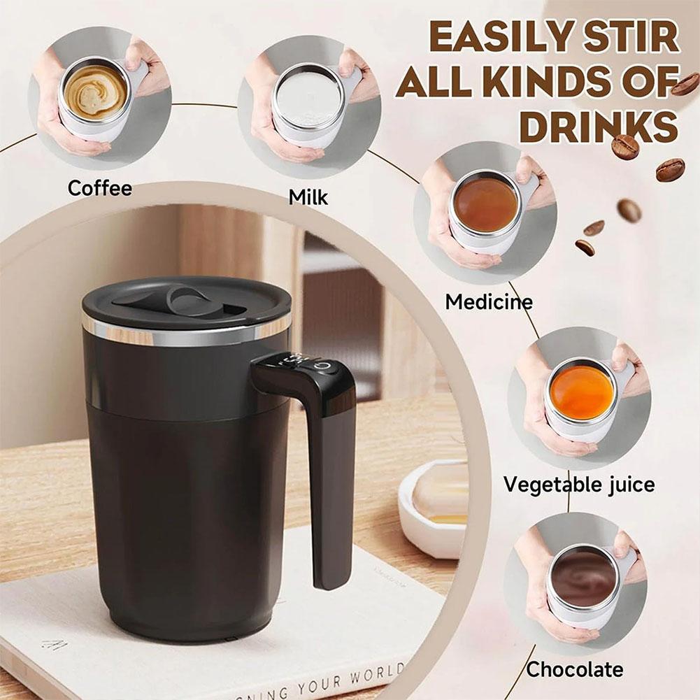 Automatic Stirring Coffee Cup With Temperature Display Stainless Steel Mixer Rechargeable Automatic Stirring Cup With Lid