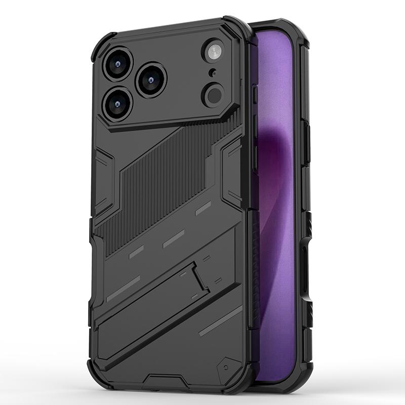Shockproof Armor Stand Case For iPhone 17 Pro Max Coque iPhone 16 15 14 13 Pro Max Hybrid TPU+PC Hidden Phone Holder Cover