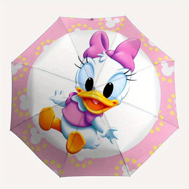 1pc Daisy Duck Automatic Folding Umbrella - Portable Foldable Design with 8 Ribs, Durable Plastic & Iron Frame, Outdoor Umbrella yy250731055