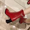 Fashion Fashion Square Toe Office and Career Ladies Shoes 2024 High Quality Back Zip Women's Boots Hot Sale Plus Size Solid Ankle Boots