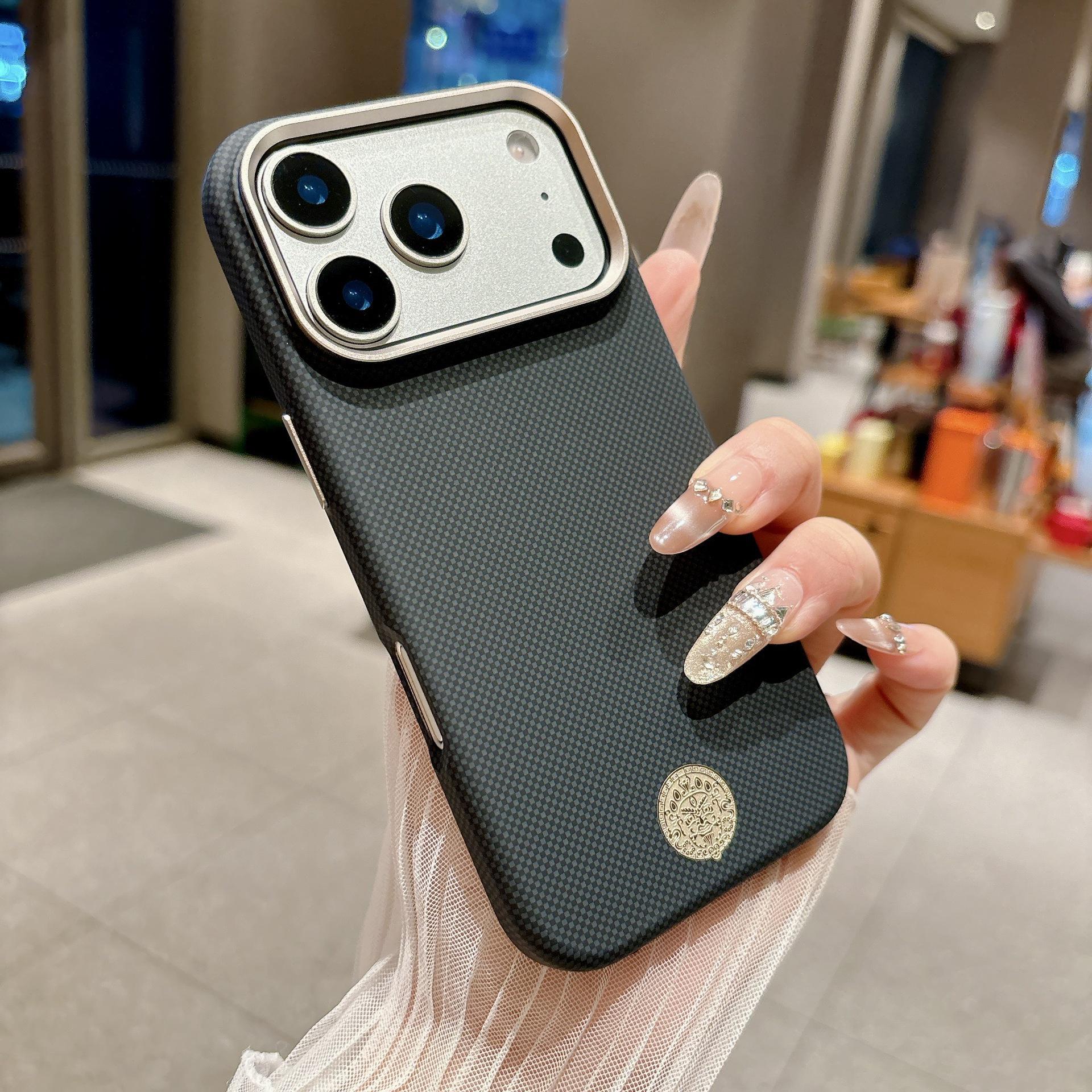 

iPhone 17 Pro Max Yellow Dzambala Magnetic Case with Apple 16 Kevlar Texture - Full Coverage Protective Case 15 iPhone 16 Pro Max