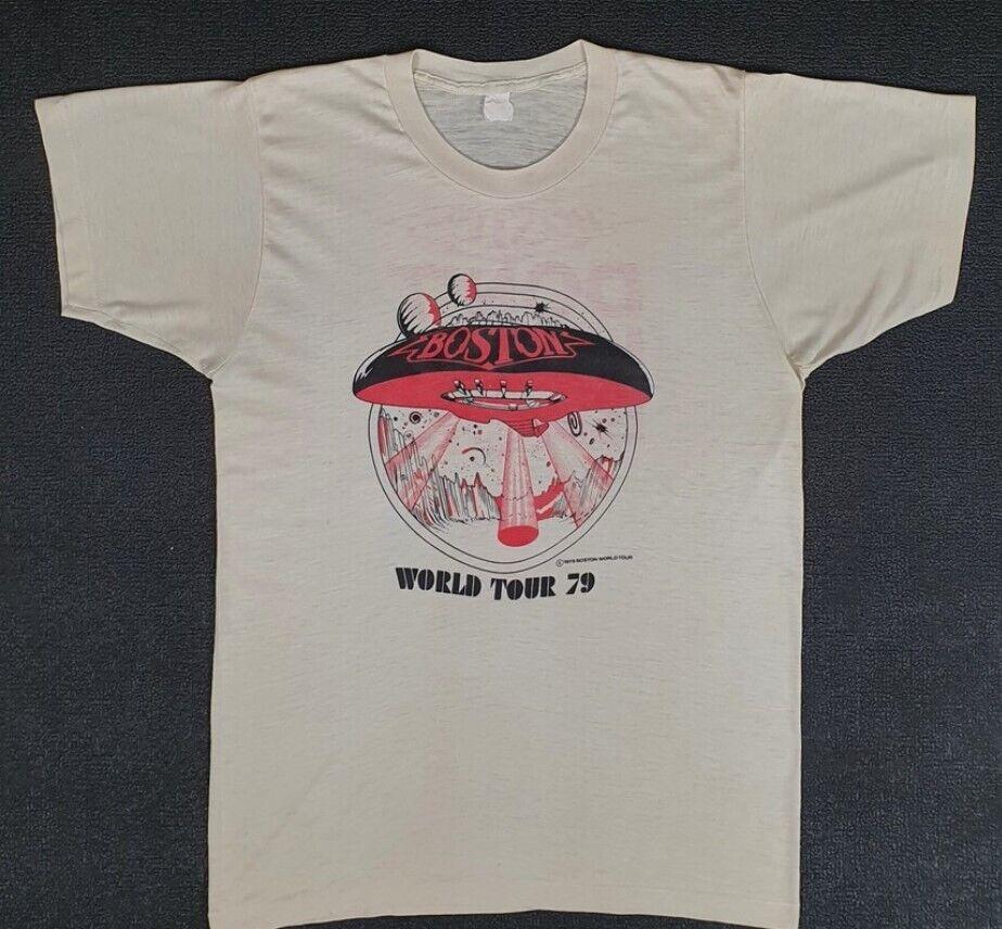 РАСПРОДАЖА Редкая футболка 1979 года BOSTON World Tour, футболка рок-группы Унисекс футболка XXXXL