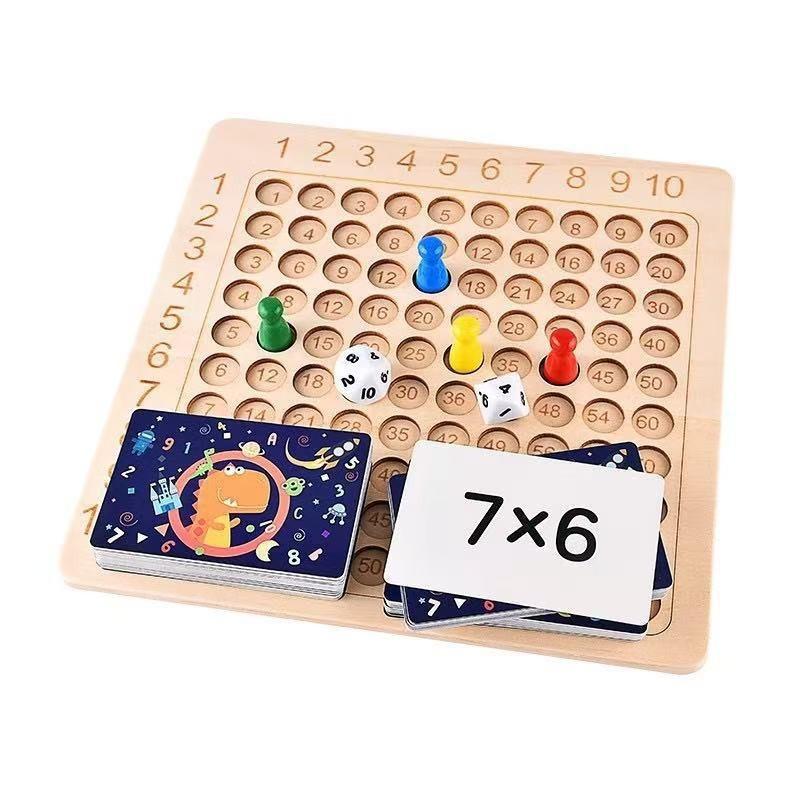 Kids Early Education Multiplication Board Game Wooden Number Counting Learning Toy for Toddlers Birthday Gifts