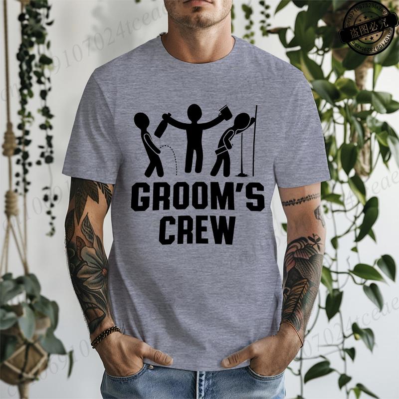 T-shirt for Unisex Funny Bachelor Party Groom's Crew Wedding Party Unisex's Gag Print T-Shirts Short Sleeve T-shirt Unisex's Tee Clothing