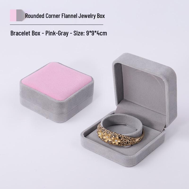 Pink Velvet Jewelry Box with Rounded Corners for Earrings, Bracelets, Rings, and Gifts