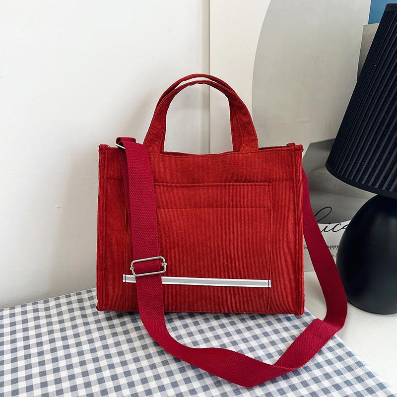 Trendy Corduroy Tote Bag For Women Stylish Large Capacity Shoulder Handbag