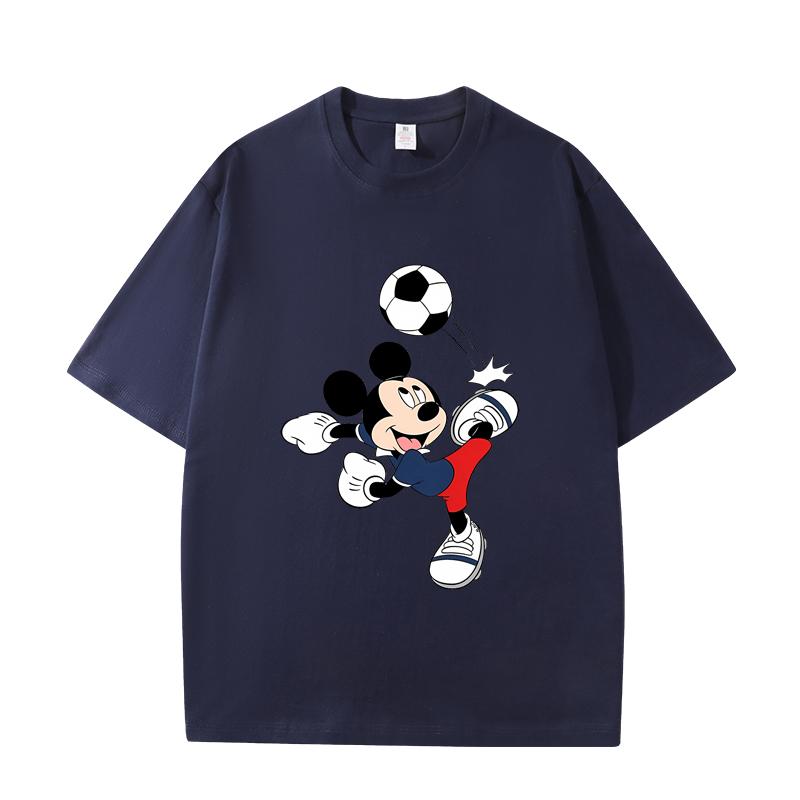 

D06-97 MINISO 2026 Summer High-quality Printed Pure Cotton Shoulder Style Men s and Women s Round Neck Short Sleeved Couple T-shirt 3XL темно-синього кольору