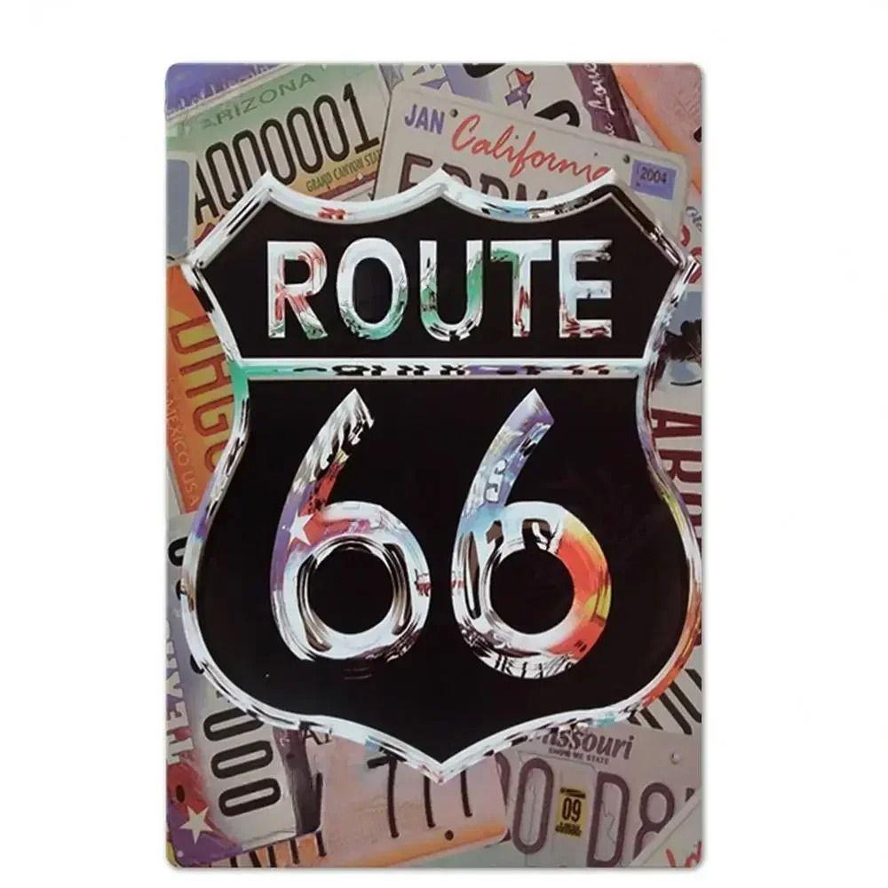 Route 66 Souvenir License Plate, American Auto Metal Sign 20x30cm
