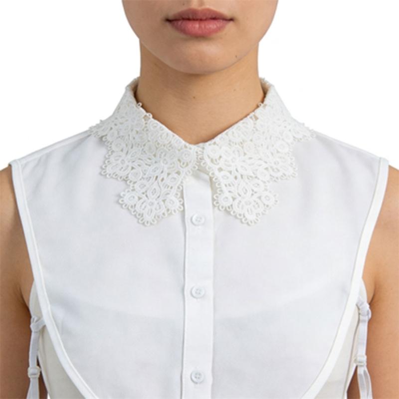 Abnehmbarer Spitzenkragen mit floraler Stickerei Falscher Kragen Stilvolles Halsstück Halbe Hemden Blusen Oberteile Modeaccessoires