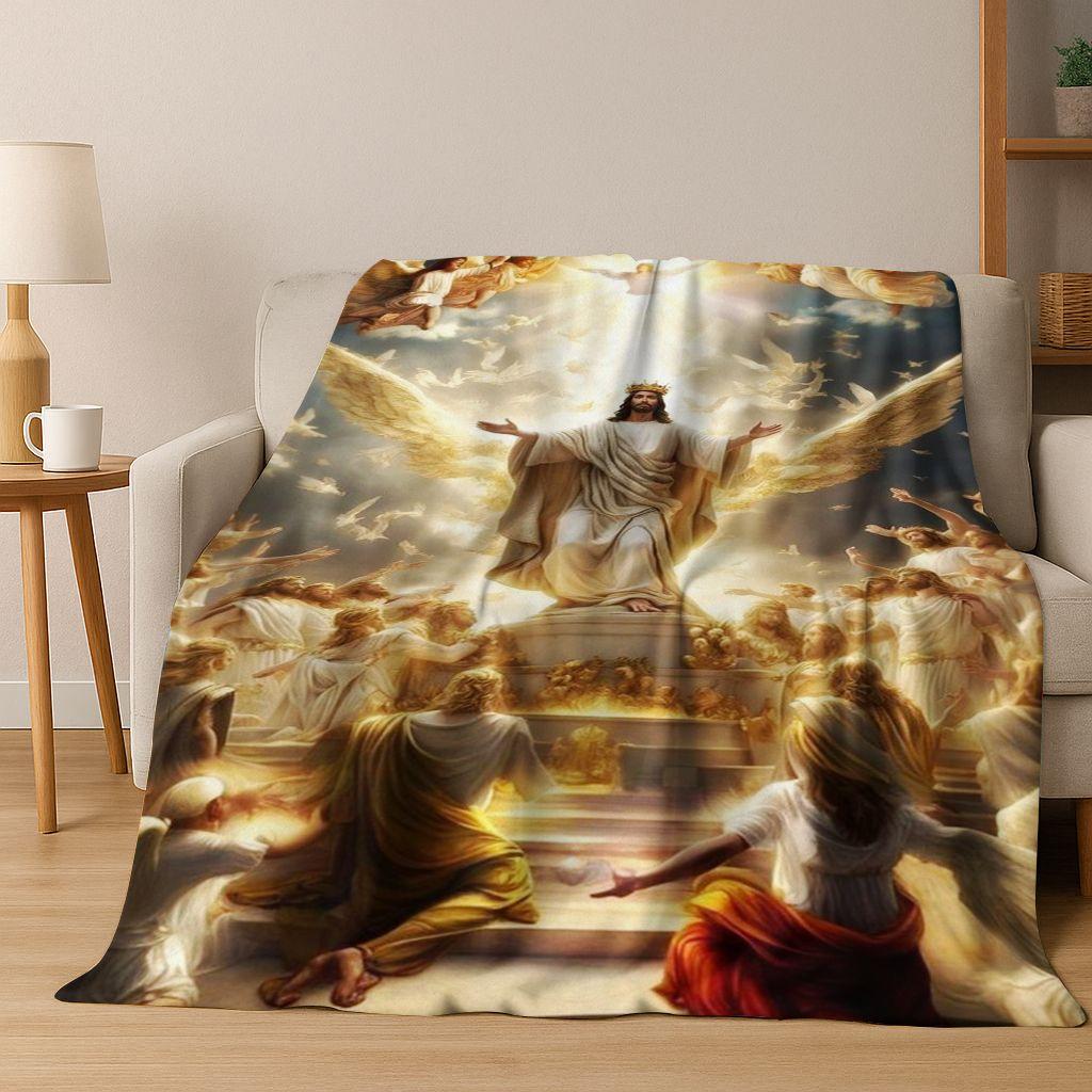 26 Style Faith Virgin Mary Jesus Blessed Flannel Blanket,Cozy Soft Throw Blanket for Home Bedroom Bed Sofa Picnic Cover Gift Kid