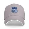 SPORTS WORLD LOGO BASEBALL CAP BLACK WITH WHITE TRIM AND BLUE EMBROIDERED SHIELD DESIGN FOR Unisex AND Women