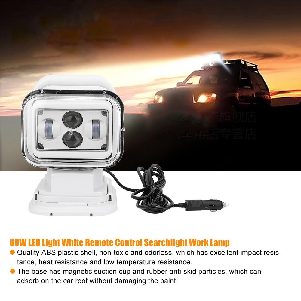 Waterproof 60W LED Light White Remote Control Searchlight Work Lamp for Car Yacht SUV