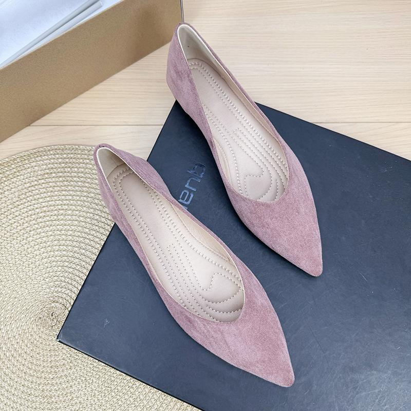 Fashion Flat Shoes for Women 2025 Spring and Autumn New Style Suede Pointed Shallow Mouth Soft Sole Large Size Women's Shoes