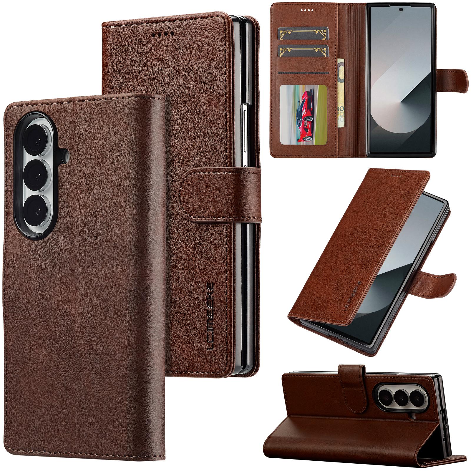 

Luxury Business Magnetic Cards Solt Wallet Leather Phone Case for Samsung Galaxy Z Fold 7 6 5 4 3 Book Slim Bag Kickstand Cover Galaxy Z Fold7