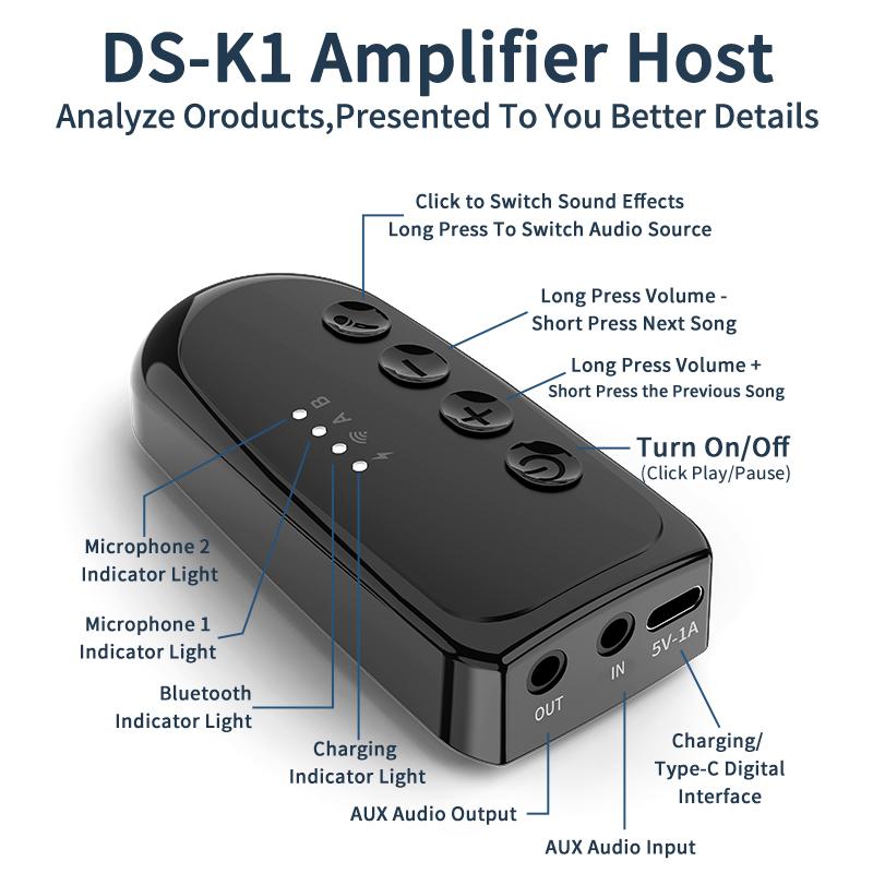 VAORLO Mikrofon bezprzewodowy do karaoke, śpiewanie w domu, niskie opóźnienie transmisji, obsługa wielu trybów dźwięku, dla rodzin, gra na żywo, mówienie