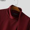 INCERUN Oversized Men Casual High Neck Long Sleeve Side Twisted Shirts Tops