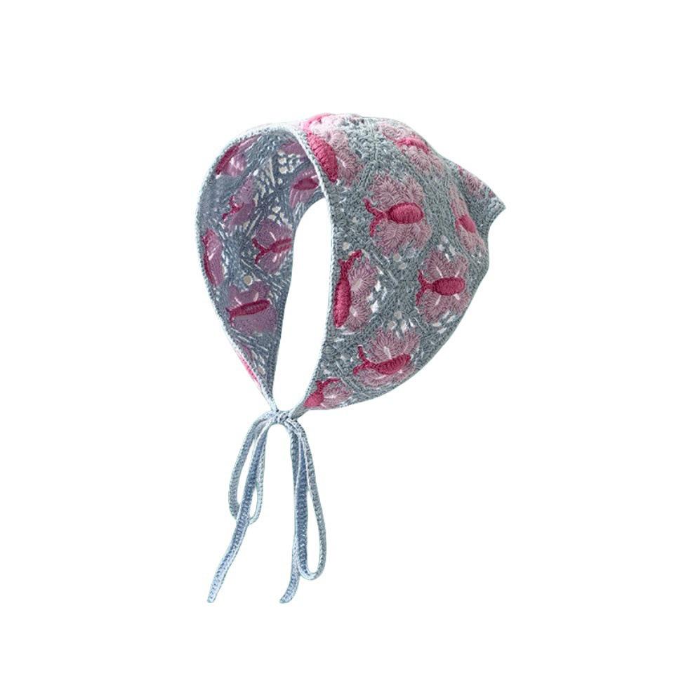 Ręcznie robiona szydełkowa trójkątna chusta na głowę: Francuski Retro, Wszechstronny, Styl Pastoralny