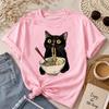 Pink Cat Ramen T-Shirt, Kawaii Noodle Cat Graphic Tee, Japanese Food Lover Shirt
