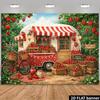 2D Strawberry Camper Van Backdrop Photography Background