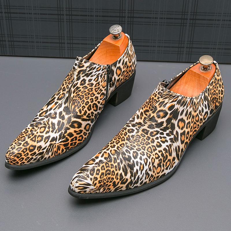 

Мода Роскошь Новый Дизайнер Мужские Остроносые Леопардовые Туфли на Увеличение Роста Мужские Повседневные Лоферы Свадебная Формальная Обувь Сапатильяс 41