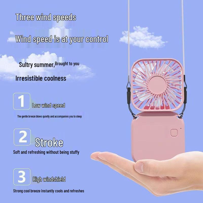 Rechargeable Portable Mini Fan - Handheld, Desk, Foldable, Hanging Neck 32x39x49