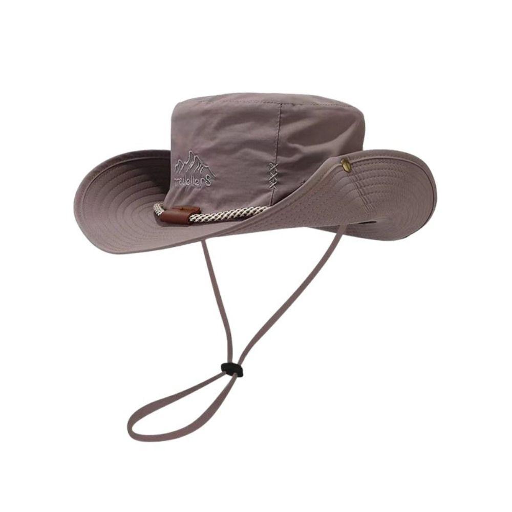Solid Color Hiking Fisherman Hat Sun Protection Hiking Cap Breathable Western Cowboy Hat  Famale