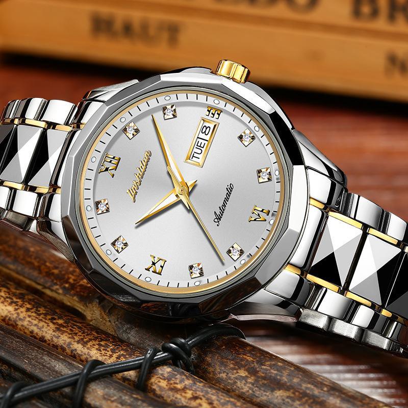JINSHIDUN New Business and Leisure Men's Watch Automatic Mechanical Watch Luminous Waterproof High-end Business Watch Male