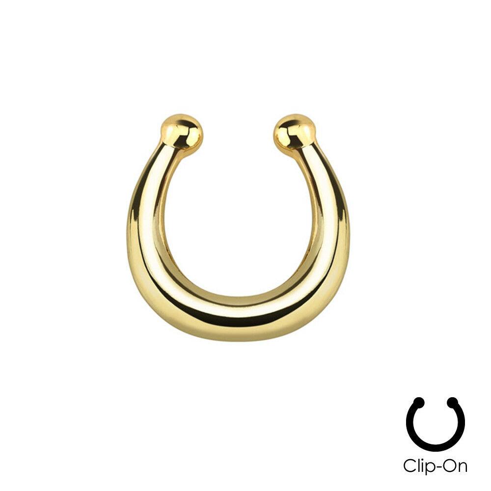 16g Steel Gold CZ Septum Fake Piercing Mix Styles Falso Septum Nose Rings Clickers Men Body Jewelry Piercing Nariz Daith Helix