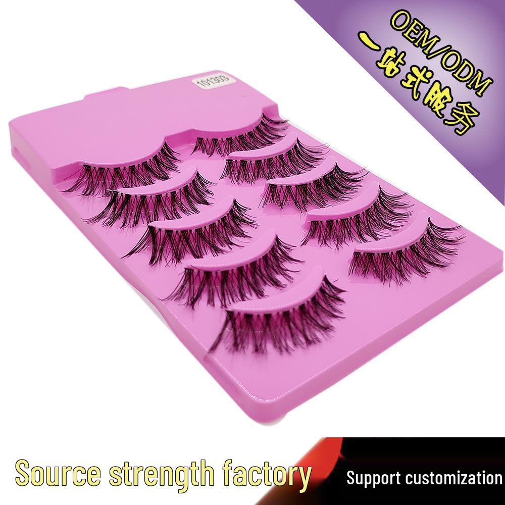 

5 Pairs of Natural False Eyelashes with Transparent Stems