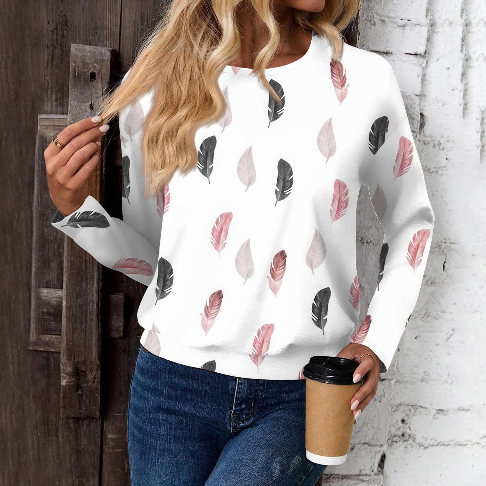 

Женский модный повседневный топ с длинными рукавами и принтом, открытыми плечами и круглым вырезом S белый