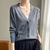 Spring new women's wool knitted sweater women's V-neck cardigan sweater women's jacket long-sleeved batch