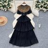 Court Style Light Luxury High-end Bubble Sleeve Dress Women's Summer Heavy Industry Sequin Design Beautiful Temperament Cake Dress