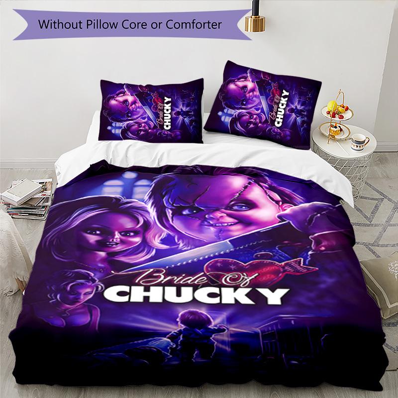 Chucky 3τμχ Σετ Κλινοσκεπασμάτων Κάλυμμα Παπλώματος Κλείσιμο Περιλαμβάνει 1 Κάλυμμα Παπλώματος & 2 Μαξιλαροθήκες για Όλες τις Εποχές Διακόσμηση Υπνοδωματίου Σπιτιού Εστίας