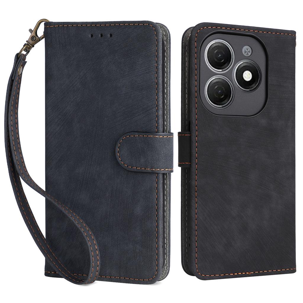 For TECNO Spark 20 KJ5/Infinix Smart 8 Plus X6526 Case RFID Blocking PU Leather Wallet Phone Cover with Strap