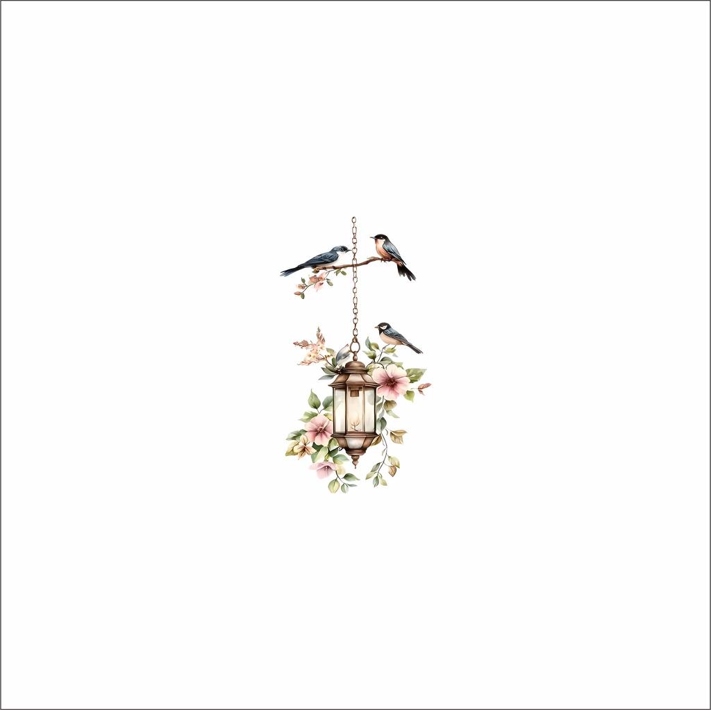 Watercolor Vintage Bird Flower Chandelier Wall Sticker Self Adhesive Living Room Bedroom Decor